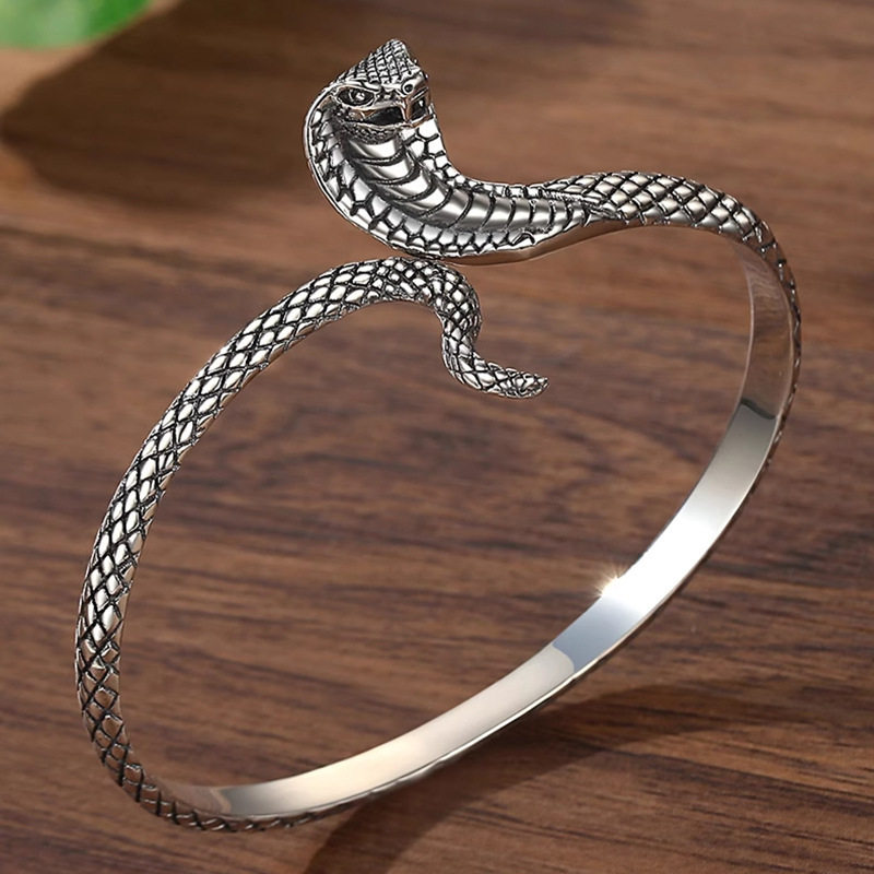 新款实心灵蛇手镯男潮款复古轻奢高级感本命年生肖蛇手环