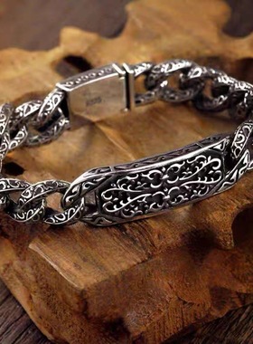 新款做旧手链男士吉祥纹插销款复