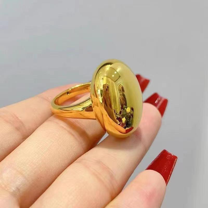 新款鸽子蛋戒指女简约高级感光面