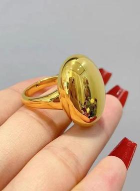 新款鸽子蛋戒指女简约高级感光面