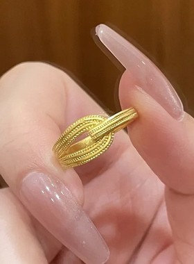 新款古法马鞍戒指黄色简约马蹄扣