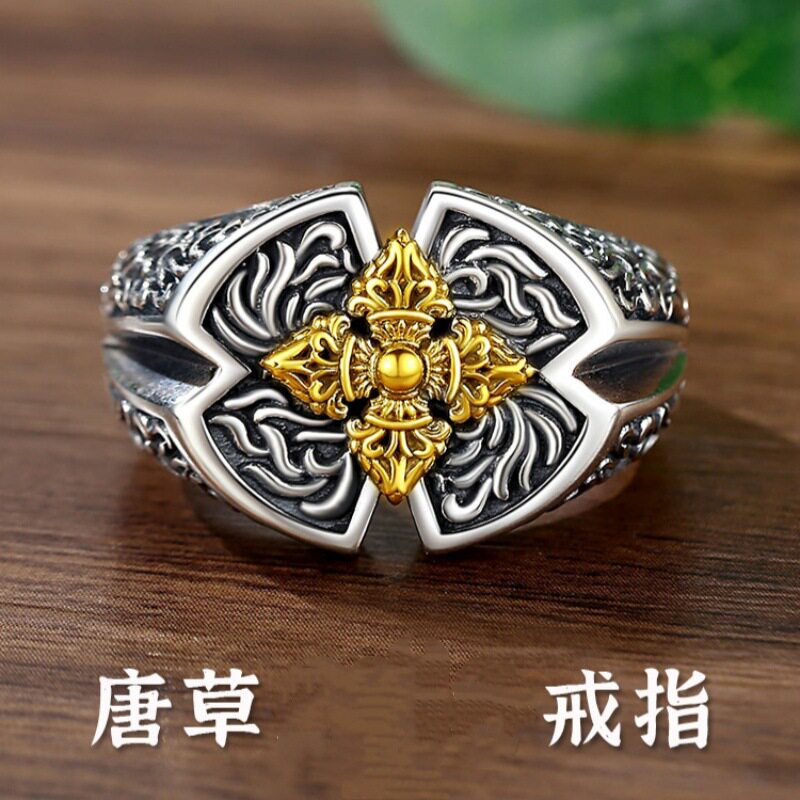 新款金刚戒指男士潮款复古宽面霸