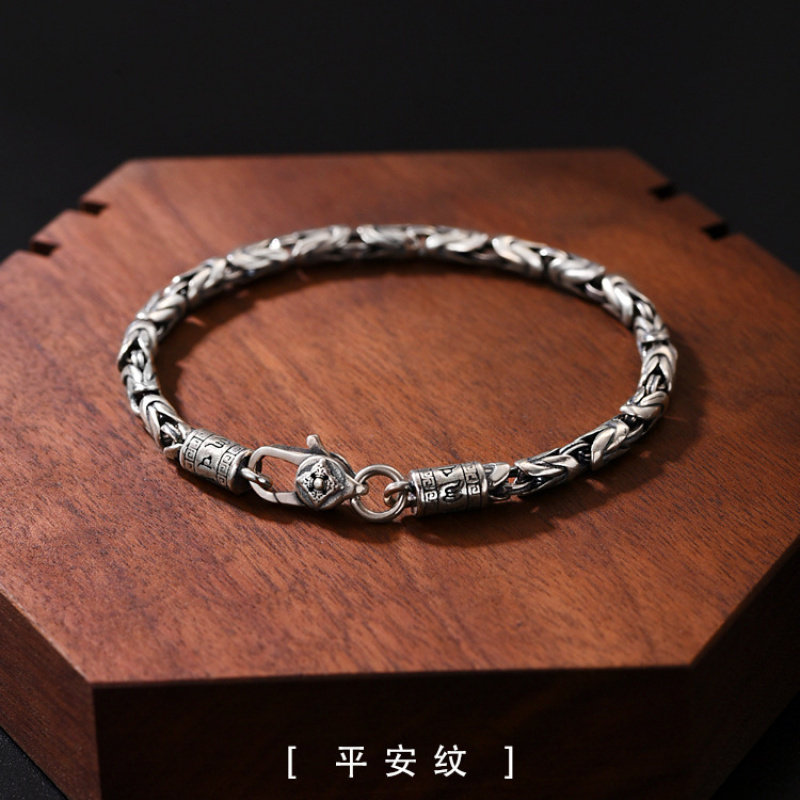 新款男女士简约平安纹手链做旧个