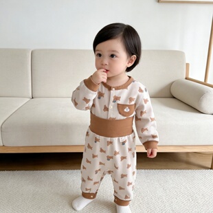 宝宝衣服小月龄新生婴儿分体套装a类纯棉秋衣大屁屁PP裤外穿春秋