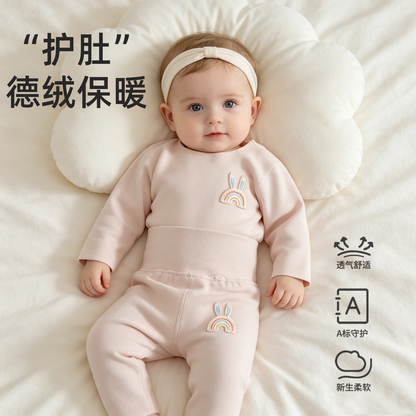 新生婴儿衣服秋冬季打底内搭小月龄宝宝德绒保暖内衣幼儿分体套装