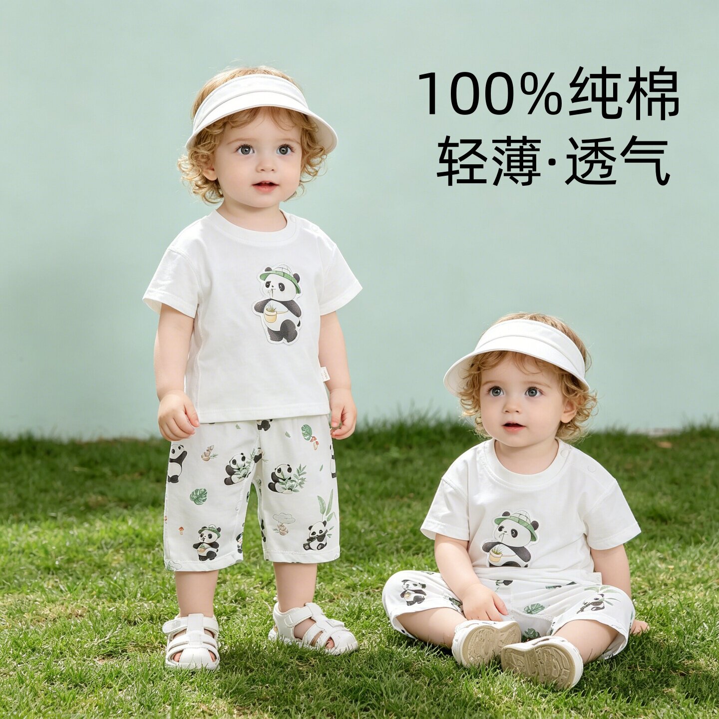 婴儿分体套装夏季薄款男女宝宝幼儿短袖夏装纯棉a类家居空调睡衣