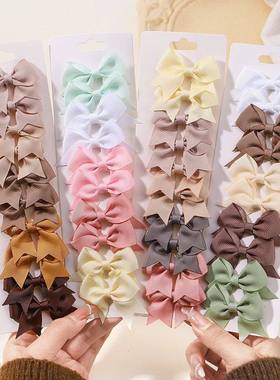 10Pcs/lot Solid Color Ribbon Baby Bows Hair Clips for Baby