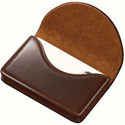 1pc Luxury Lychee Leather Business Card Holder,Large Capacit