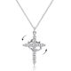 Crown 50cm Cross AZircon Rotatable Silver Necklace Gold Leng