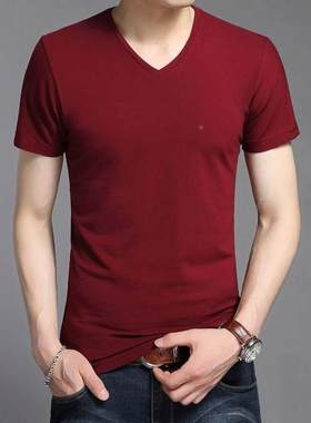 5XL large V-neck short sleeves Men summer breathable T-shirt