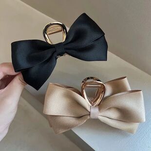 1/2pcs  Black Satin Bow Clip WOMEN'S Summer Headwear Simple