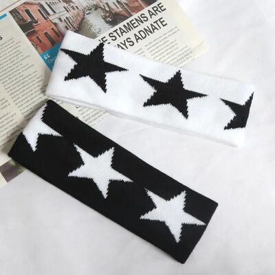 Men Women Elastic Sweatband Sport Hairbands Pentagram Head B