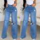 wais ladies jeans trousers high elastic women Fashion pants