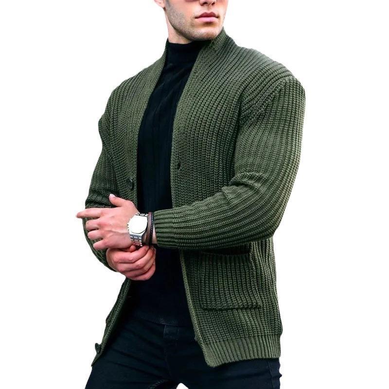 Men Striped Casual Knitting Cardigan Jacke Pocket Streetwear