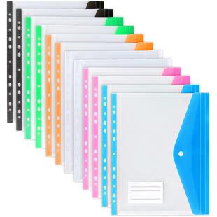 A4 Size Plastic File Folders Wallets Colorful Document Files