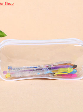 PVC Transparent Zipper Pencil Bag Pen Case Stationery Storag
