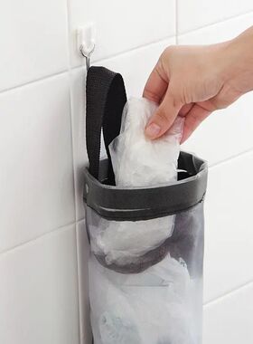 Wall mounted mesh garbage bag storage壁挂式网状垃圾袋收纳