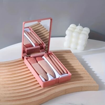 3 Sets of Pink Makeup Brushes, Waterproof and Anti Smudging,