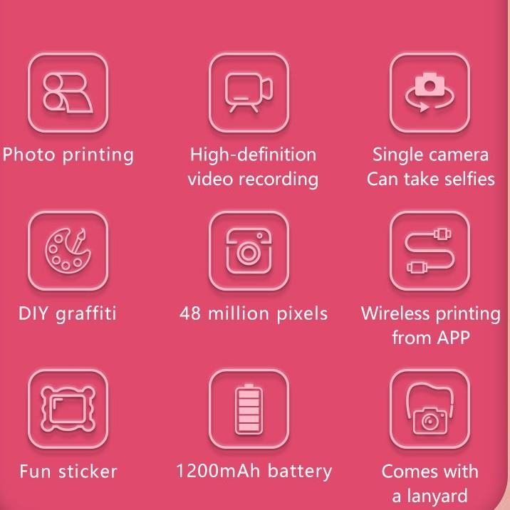 跨境拍照打印机Q5儿童高清拍照录像app蓝牙无墨错题文本标签打印