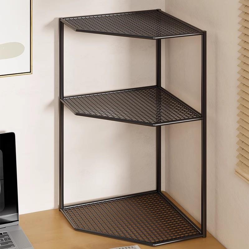 桌上三角书架转角置物架办公室桌面多层小型拐角扇形书本收纳架子