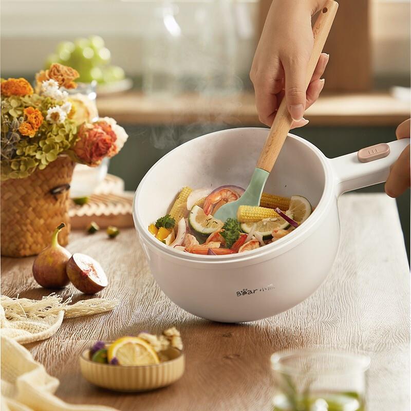 小熊电煮锅DRG-E15F2宿舍家用多功能一体电热小型电锅1.6升电火锅