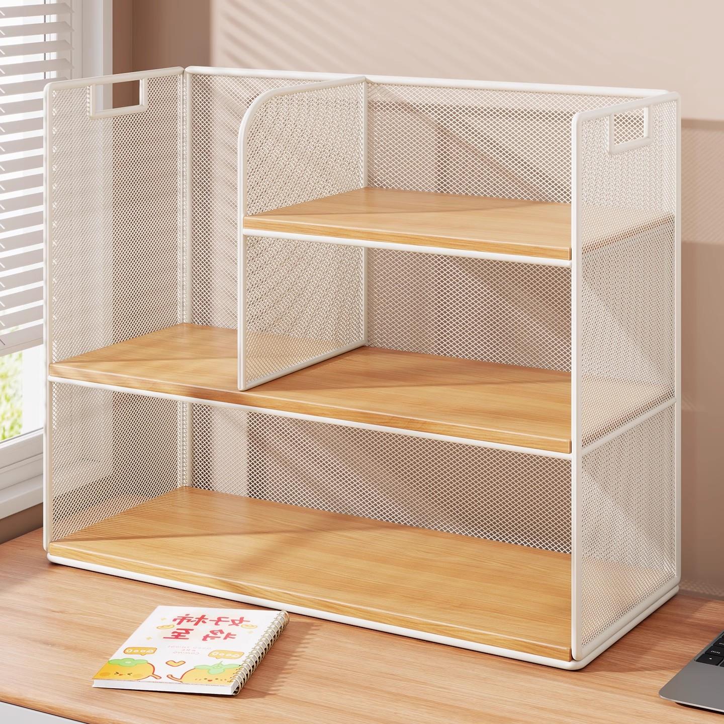 书架桌面置物架客厅简易学生书桌收纳多层架子办公室桌上小型书柜