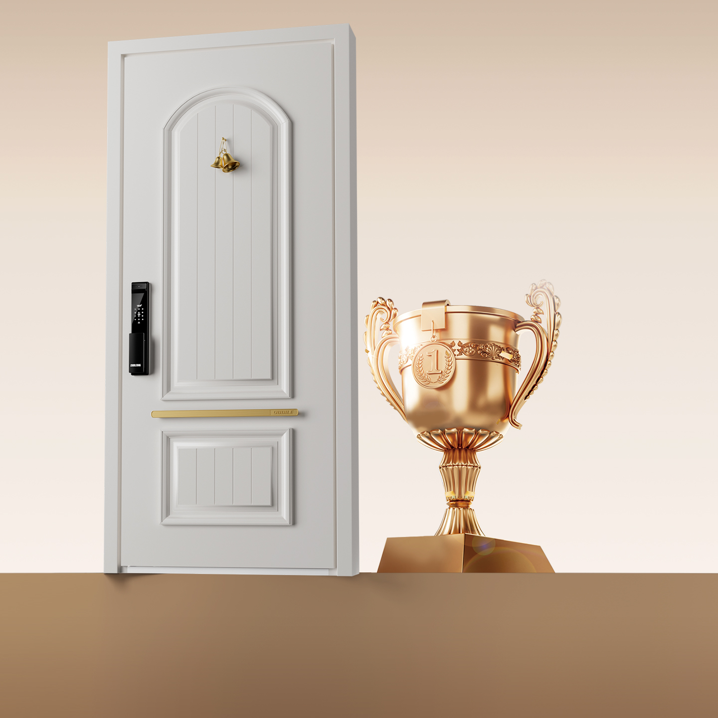 欧帝乐轻奢奶油风法式复古入户门防盗门高端隔音水性发泡指纹密码