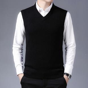商9025 纯羊绒毛背色心男士 BN务休闲搭针织毛衣马甲外 加厚款 冬季