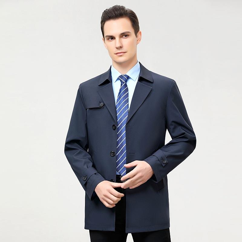 春秋新品2088G-NN中士年男夹克中长款商西装领干部风衣季单务排扣