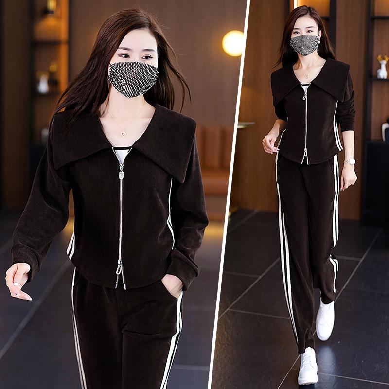 运动休套装女秋时尚洋气春72965高感级小个子修身显瘦卫衣跑闲步