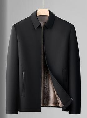 冬衣中年爸季爸装加绒加厚翻领棉服男士老年休中闲9935-U棉保暖外