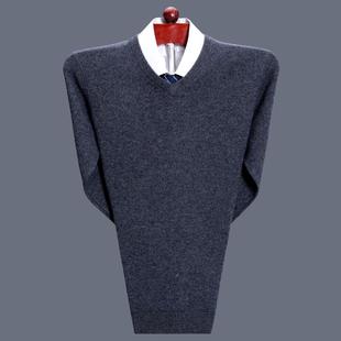 厚款 休毛闲中年男士 男羊LAG绒式 时尚 字秋领打底针织毛衣 衫 冬装