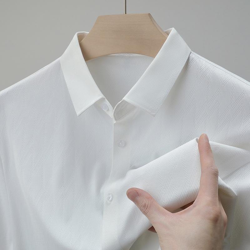 男士短袖衬夏季休闲商务通中男装年6923-P冰丝提花免烫透气衬勤衫