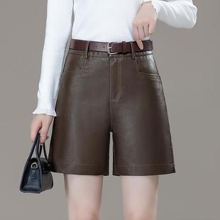 搭靴子裤 570秋瘦季 全皮 女高腰百显外穿羊皮直筒裤 海宁真绵皮短裤