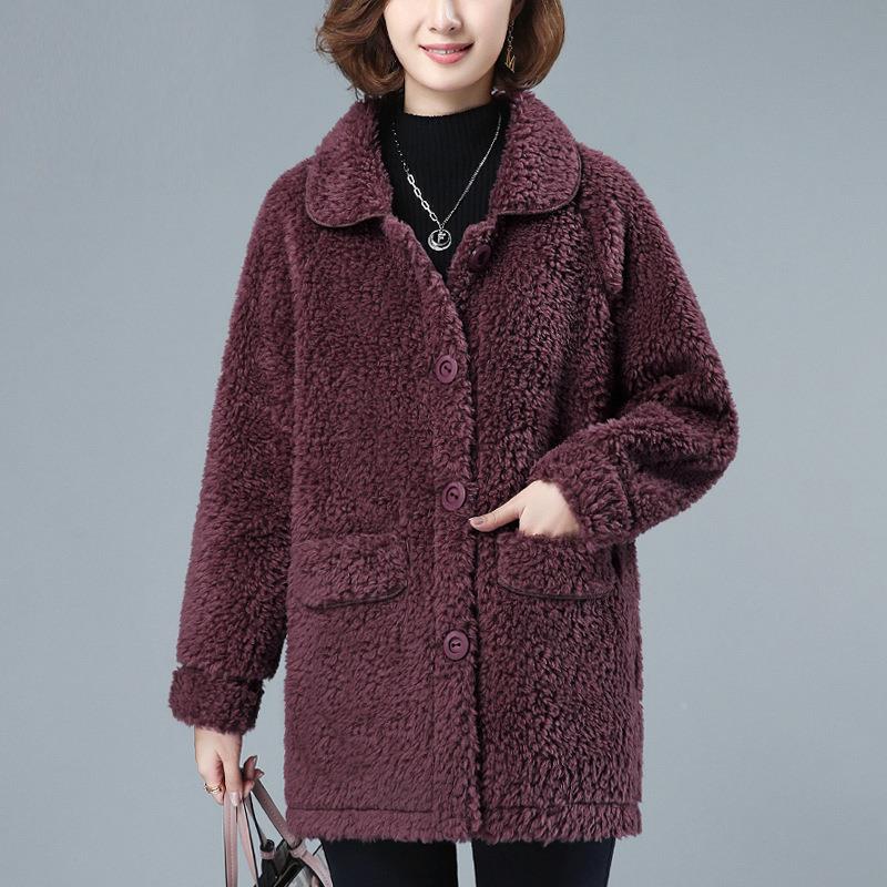 厚羊羔外套绒女中长款年新款秋冬宽皮松加毛一体中简20199年妈妈