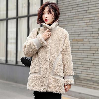 羊羔毛外长套女冬穿搭秋季新款女装衣百搭羊羔绒蓝878中款大潮