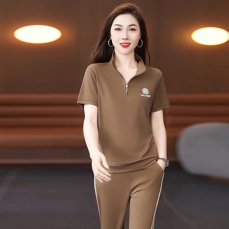 款休闲运动套装8985412女件夏季薄短袖新冰款丝大码跑步妈妈夏装