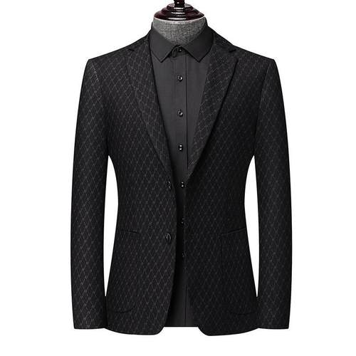 装轻男装格子奢羊西服外2810-L套男秋冬高端中年毛男士轻商务休闲