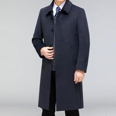 男士羊绒大衣长冬季7012-YY商外务休闲时尚风衣中款年爸爸翻领呢