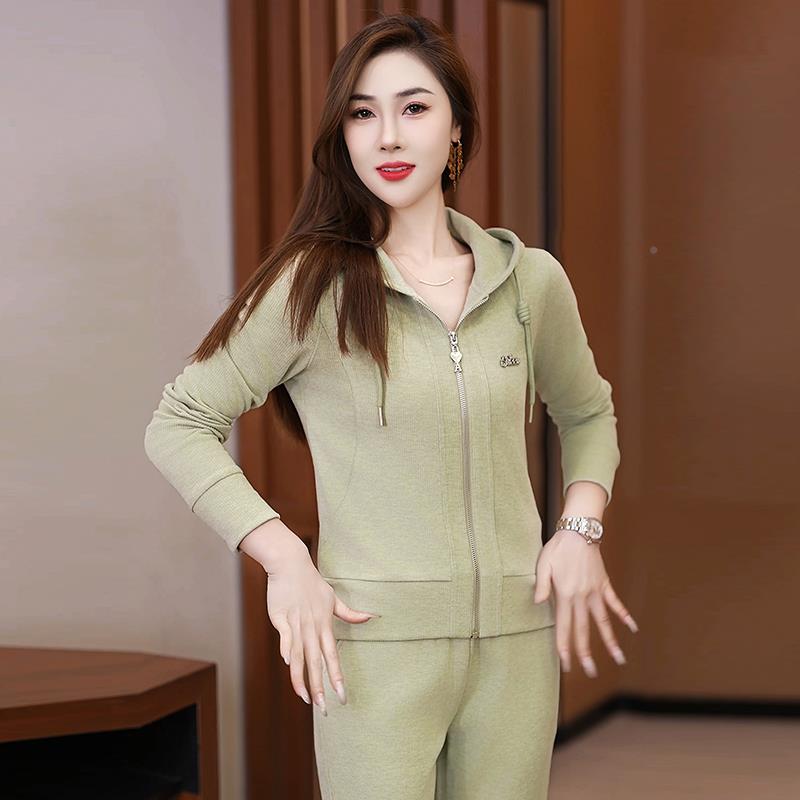 运动套装女新款早春时尚穿搭87595559气质连卫帽瘦韩衣版洋气显两