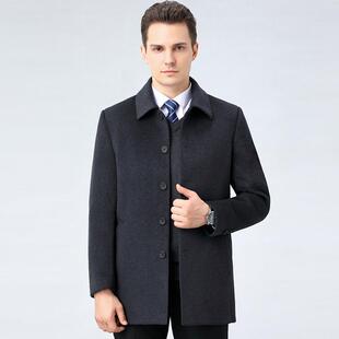 秋冬款11208-S中长双面呢羊绒大衣新中年男款士羊毛呢子羽绒内胆