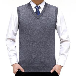 马无袖 款 领坎肩毛中老年羊毛衫 套 心男秋冬季 甲背品衣牌新8822