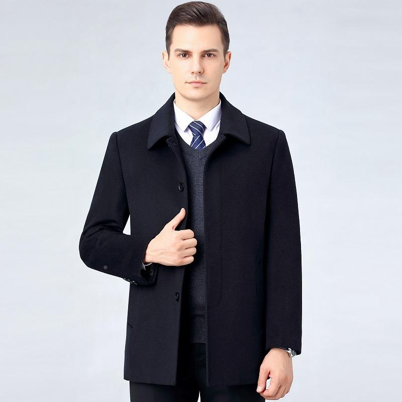 新款羊装毛夹克男中年高档羊绒领爸爸休闲羊绒翻外套8817款短大衣