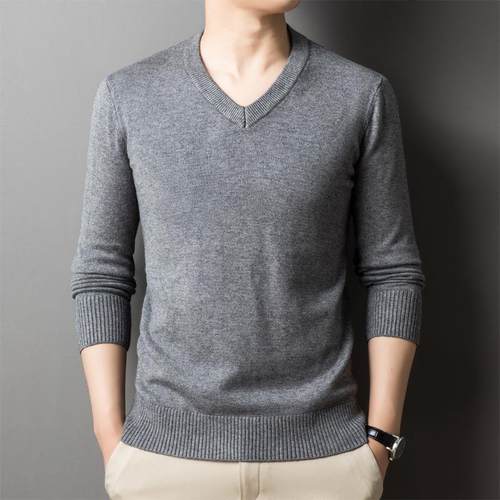 Y82203-Y男士羊毛衫秋款冬款新领中年厚休毛衣打闲底套头针织衫潮