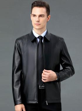 秋冬外季休皮商衣男82269-F士绵羊皮翻领短款务闲套海宁皮夹克爸