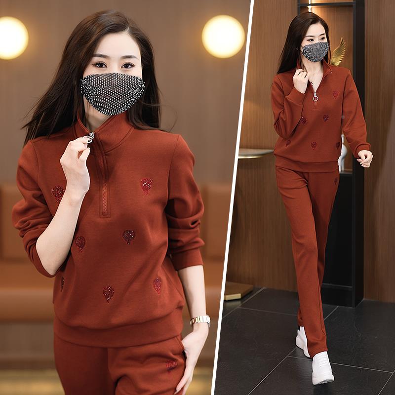 运动套装女春装款新尚中年女士卫衣气时质跑步服立86515729两领件