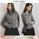 毛衣外套女冬 灰色高领打底短款 到手299元 两穿领羊毛针织开衫