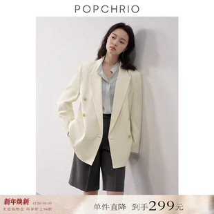 外套 醋纤羊毛混纺休闲西服高级感复古气质职业西装 到手299元