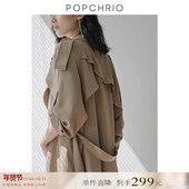 过膝风衣外套女春季 卡其色中长款 到手299元 垂坠感赫本风薄款