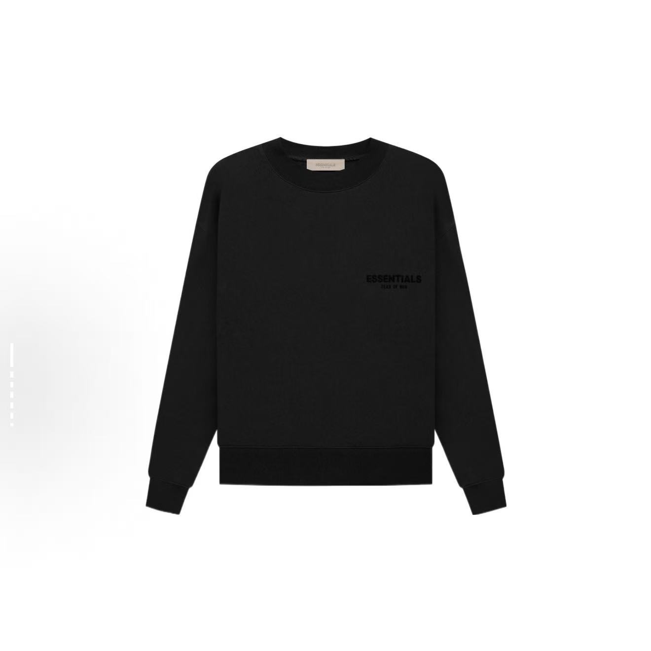 FEAR OF GOD ESSENTIALS 22SS胸前黑色植绒logo圆领套头卫衣